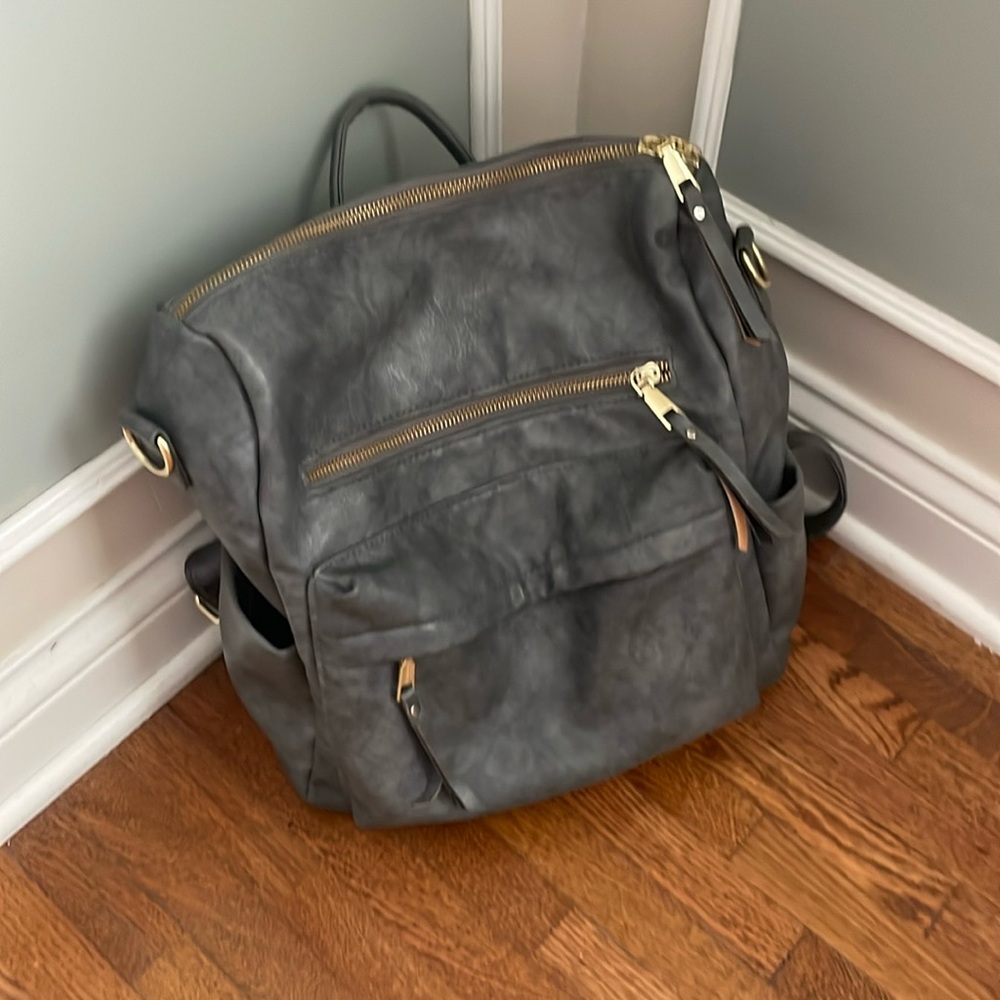 Grey and Gold Backpack Purse